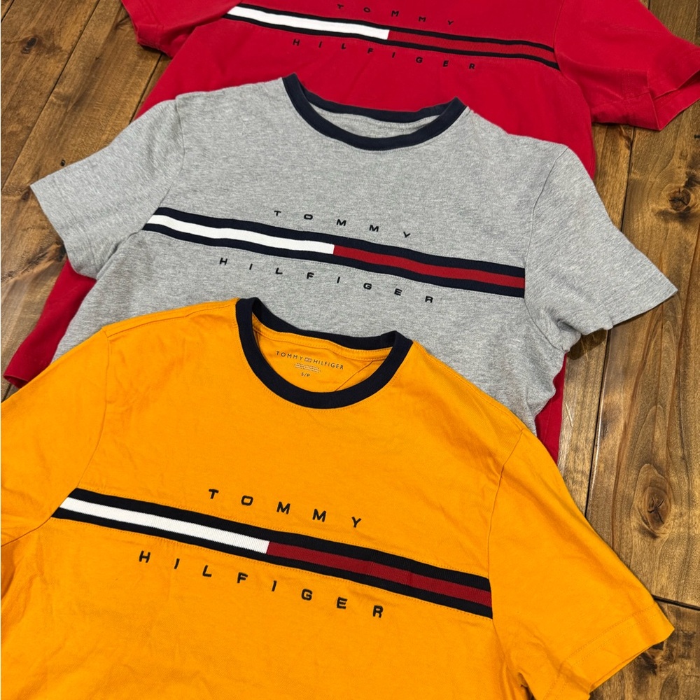 Tommy Hilfiger T-Shirts in Red, Gray, and Yellow